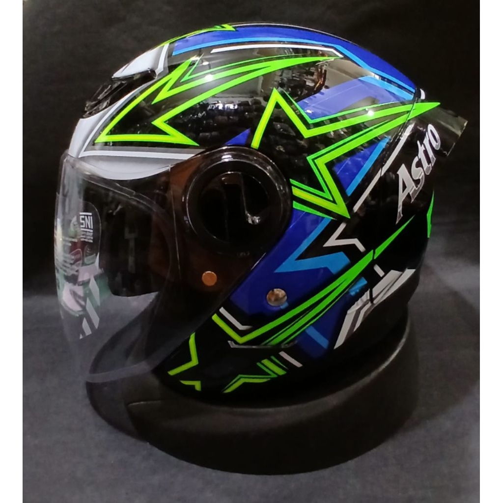 HELM CARGLOSS NFS MOTIF ASTRO - HELM CARGLOSS HALF FACE SINGLE VISOR