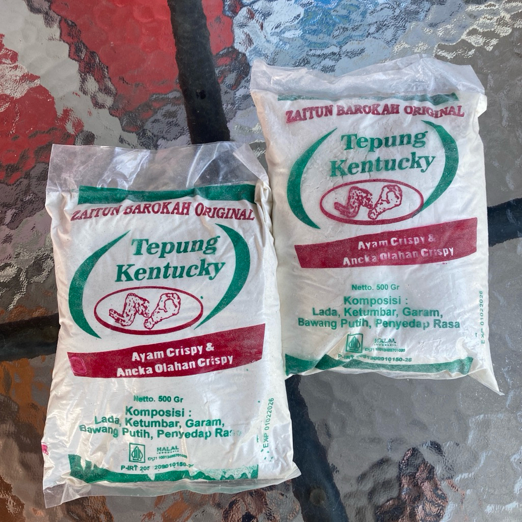 

Tepung Bumbu Kentucky ZAITUN BAROKAH Original / Tepung Kentaky Crispy Kemasan 500 Gram