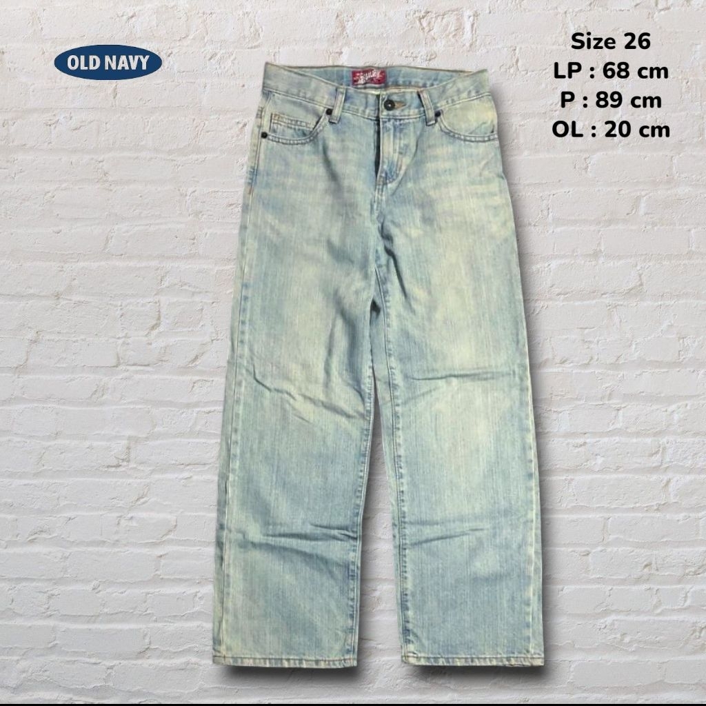 Size 26 Celana Panjang Jeans Old Navy Light Blue Washed Fading Regular fit Original Second Preloved 