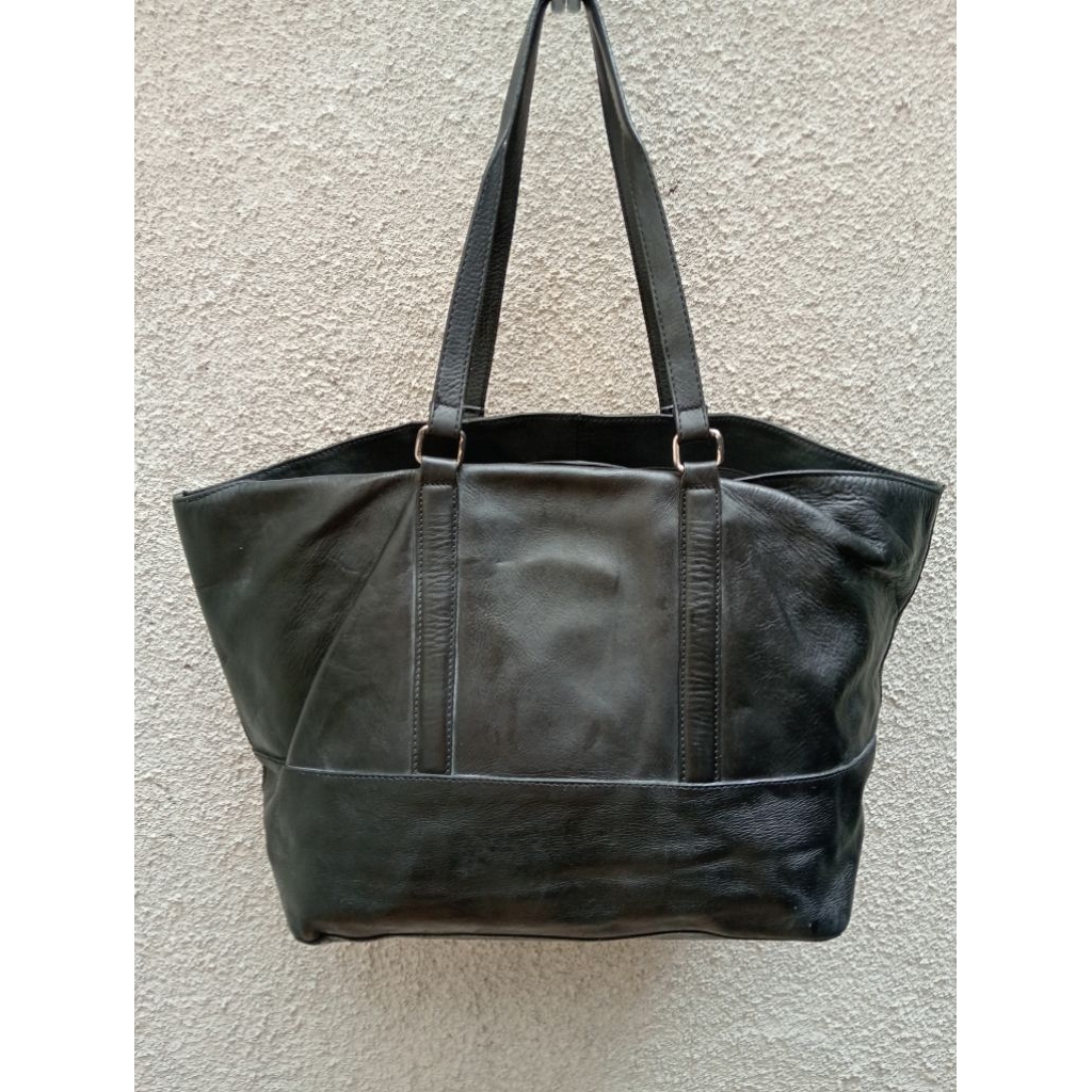 MANGO Tas Tote kulit asli