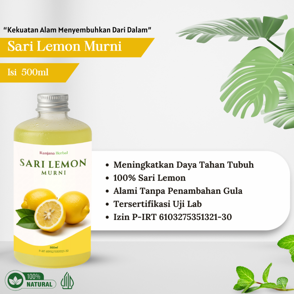 

Ranjana Herbal Sari Lemon 500ml 100% Murni Asli Organik Minuman Diet Alami Menyehatkan Seluruh Tubuh Aman Terdaftar Dinkes