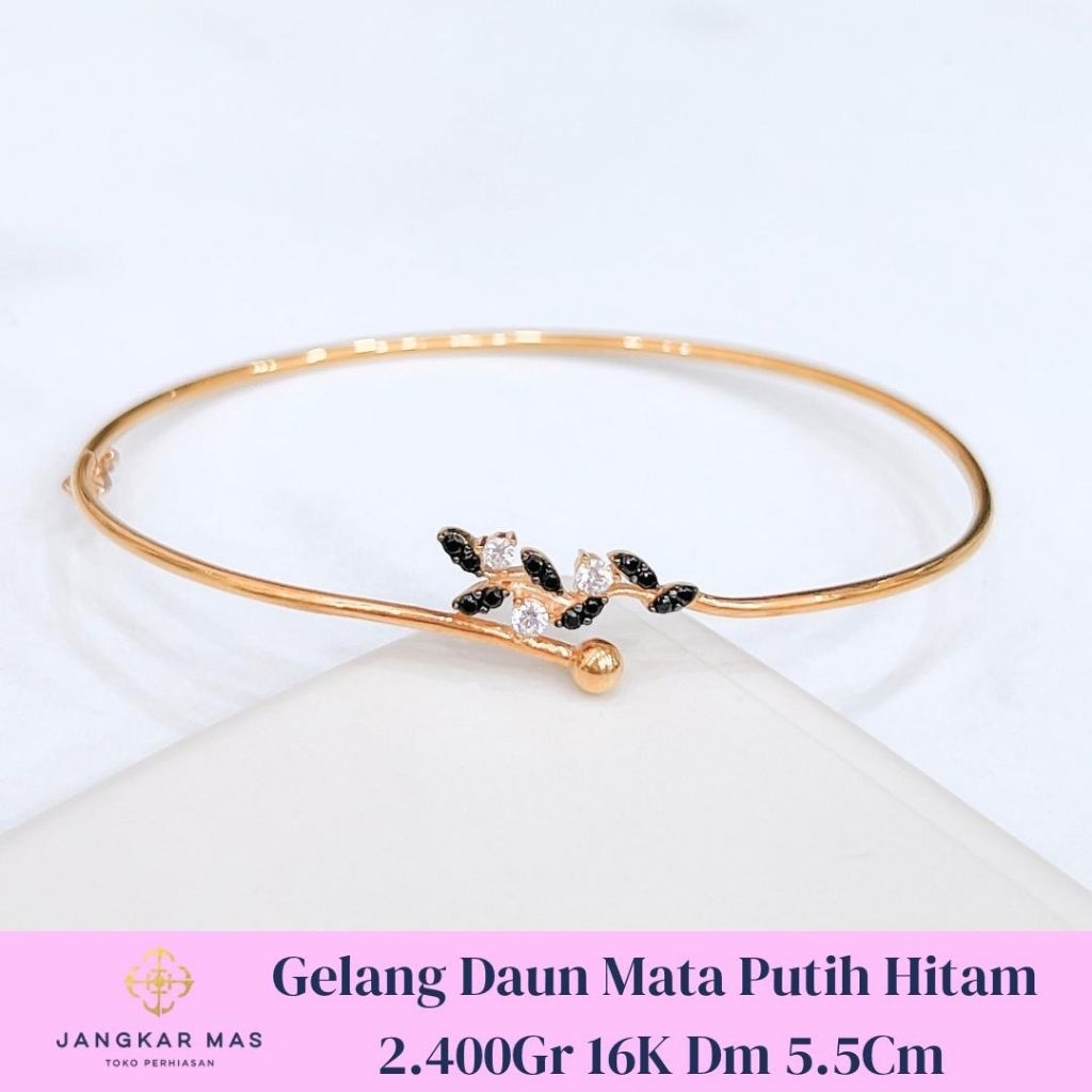 GELANG EMAS DAUN MATA PUTIH HITAM 16K 2.400GR