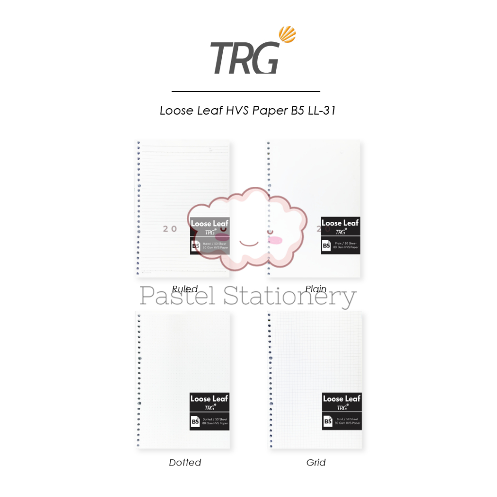 

TRG Isi Loose Leaf HVS Paper 26 Holes LL-31 B5 80gsm - Refill Kertas Binder Motif Ruled Dotted Grid Plain 80 gsm 1 Pak Isi 50 Lembar TRG