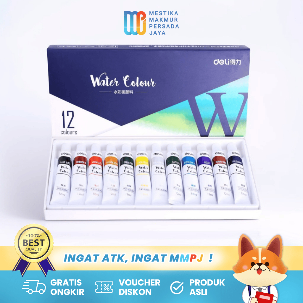 

Deli Cat Air Watercolor Painting Set 12/18 Warna Tube 12ml Non-Toxic