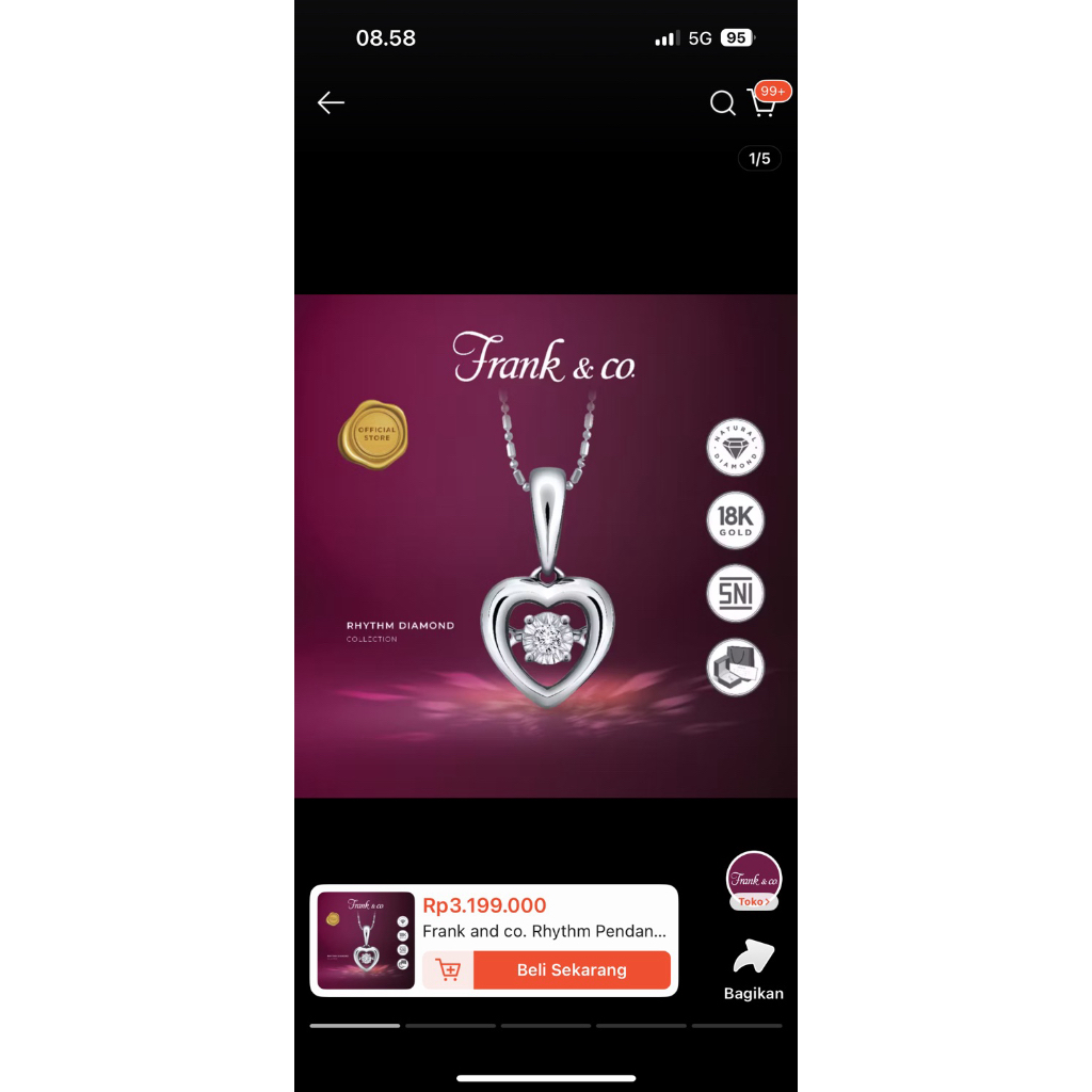 Frank & co. Rhythm Pendant ONLY (liontin frank and co)