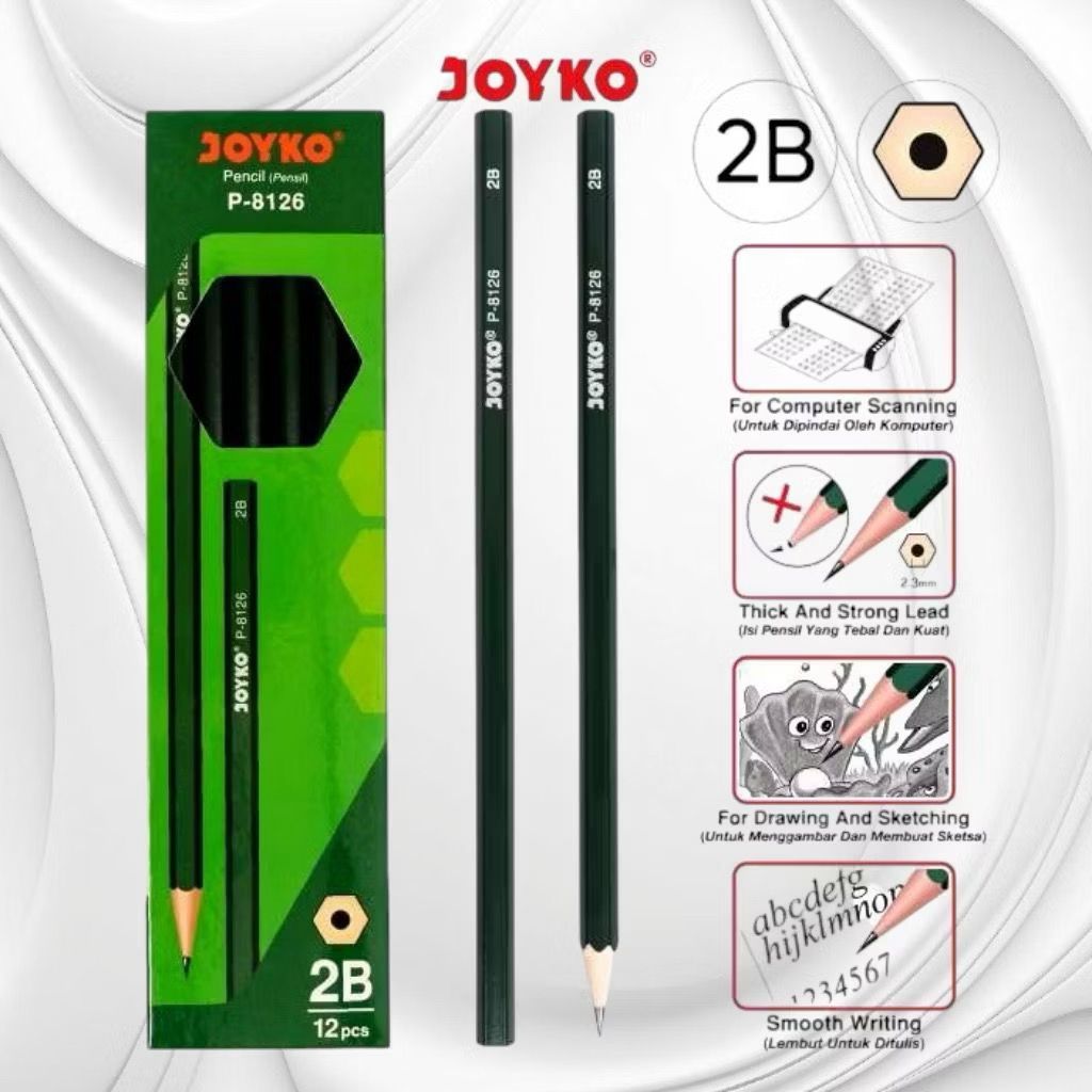 

Pensil Ujian Pencil JOYKO P-8126 2B (12 Pcs) Computer / Pensil Kayu