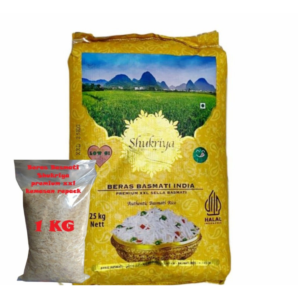 

Beras Basmati Shukriya Premium xxl Sella Kemasan Repack 1kg Basmati India
