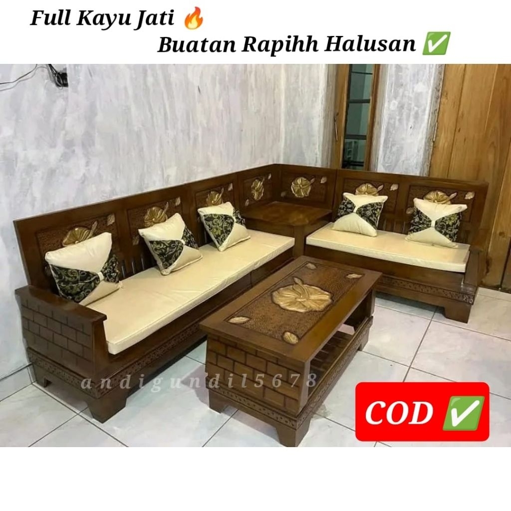 COD  Kursi Tamu Sudut Minimalis Full Kayu Jati Kursi Sudut Jati Kursi Sudut Minimalis Kursi Sudut Je
