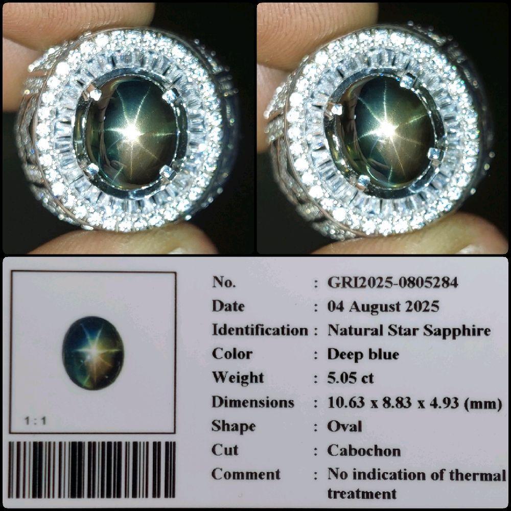 Natural Blue Star Sapphire NH Crystal Top Star Clean Gems Batu Permata Safir Biru Asli Garansi