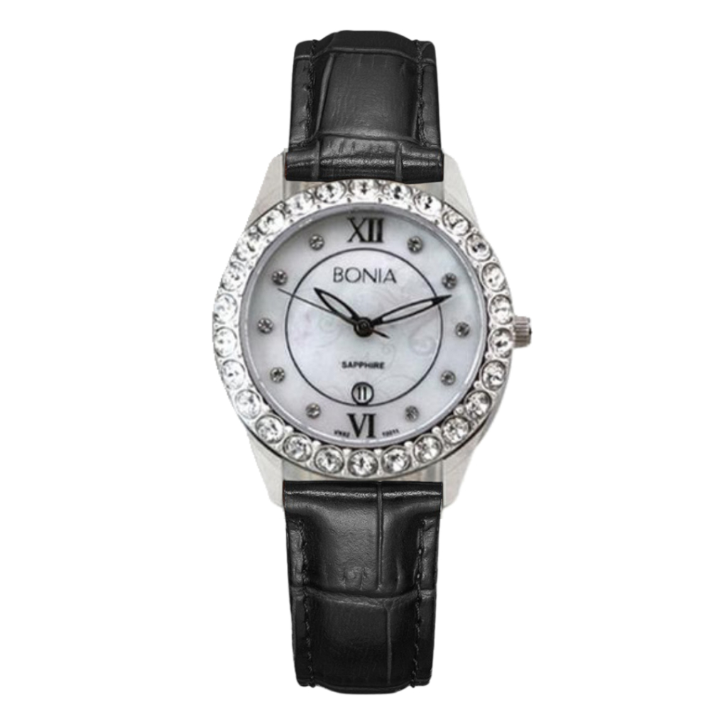 Jam Tangan Wanita Bonia Elegance White Dial Leather Strap Analog B10011-2359S Original