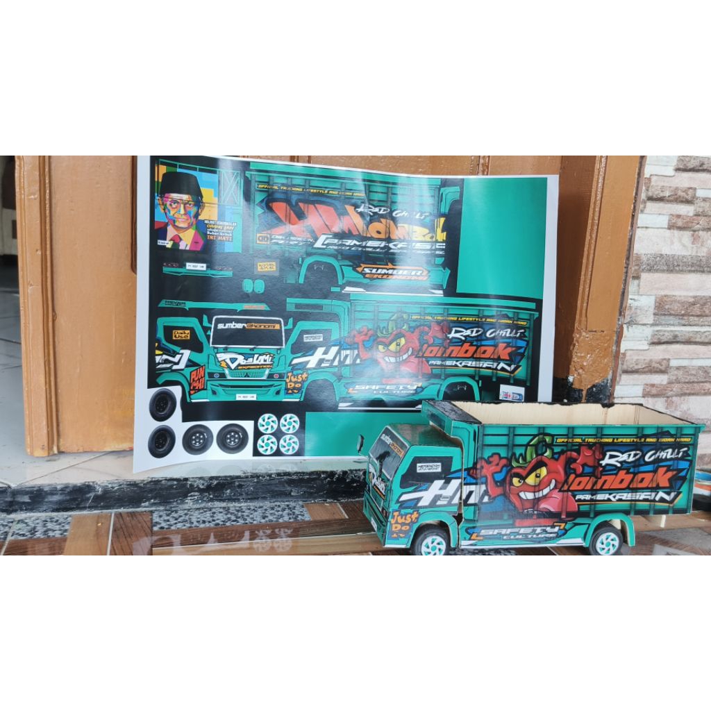 pola stiker truk oleng hm lombok panjang 30cm