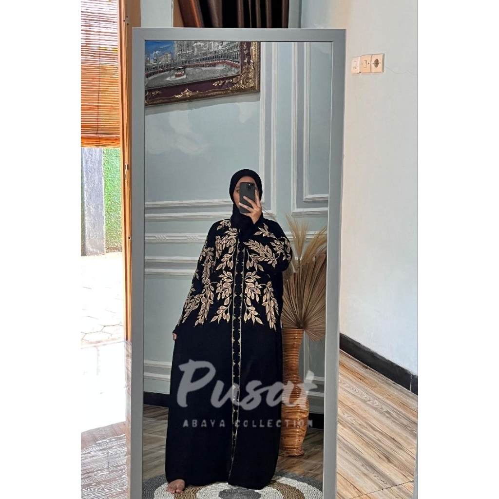 ABAYA SHELINE-JETBLACK PREMIUM SAUDI-COD-MURAH