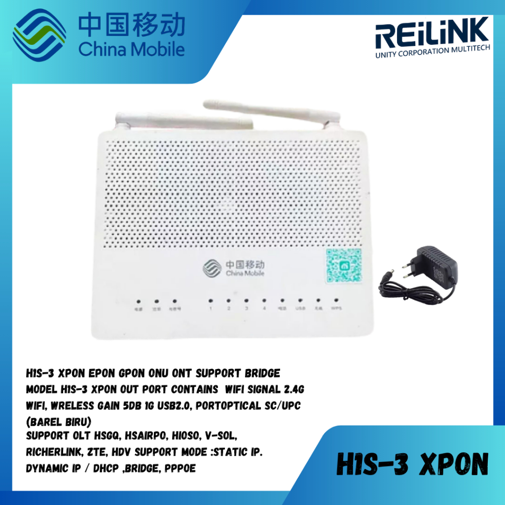 MODEM Xpon H1S-3S XPON EPON GPON ONU ONT INCLUDE ADAPTOR