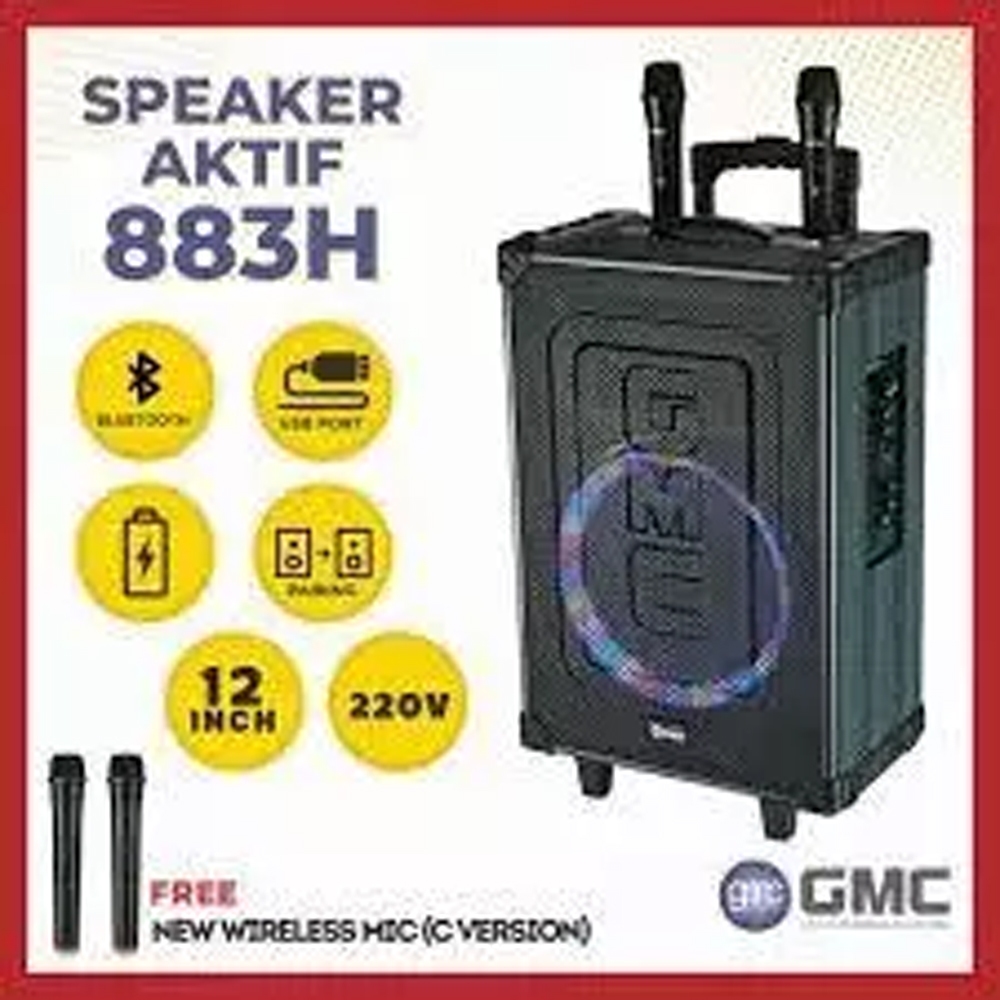 Gmc Speaker Portable 883H 12 Inch Speaker Karaoke Bluetooth