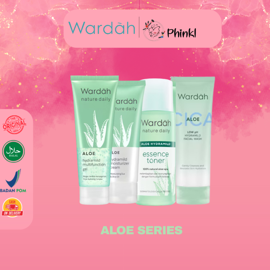 [PHINKL] Wardah Aloe Series / facial wash low ph moisturizer aloe gel toner kulit kering kulit sensi