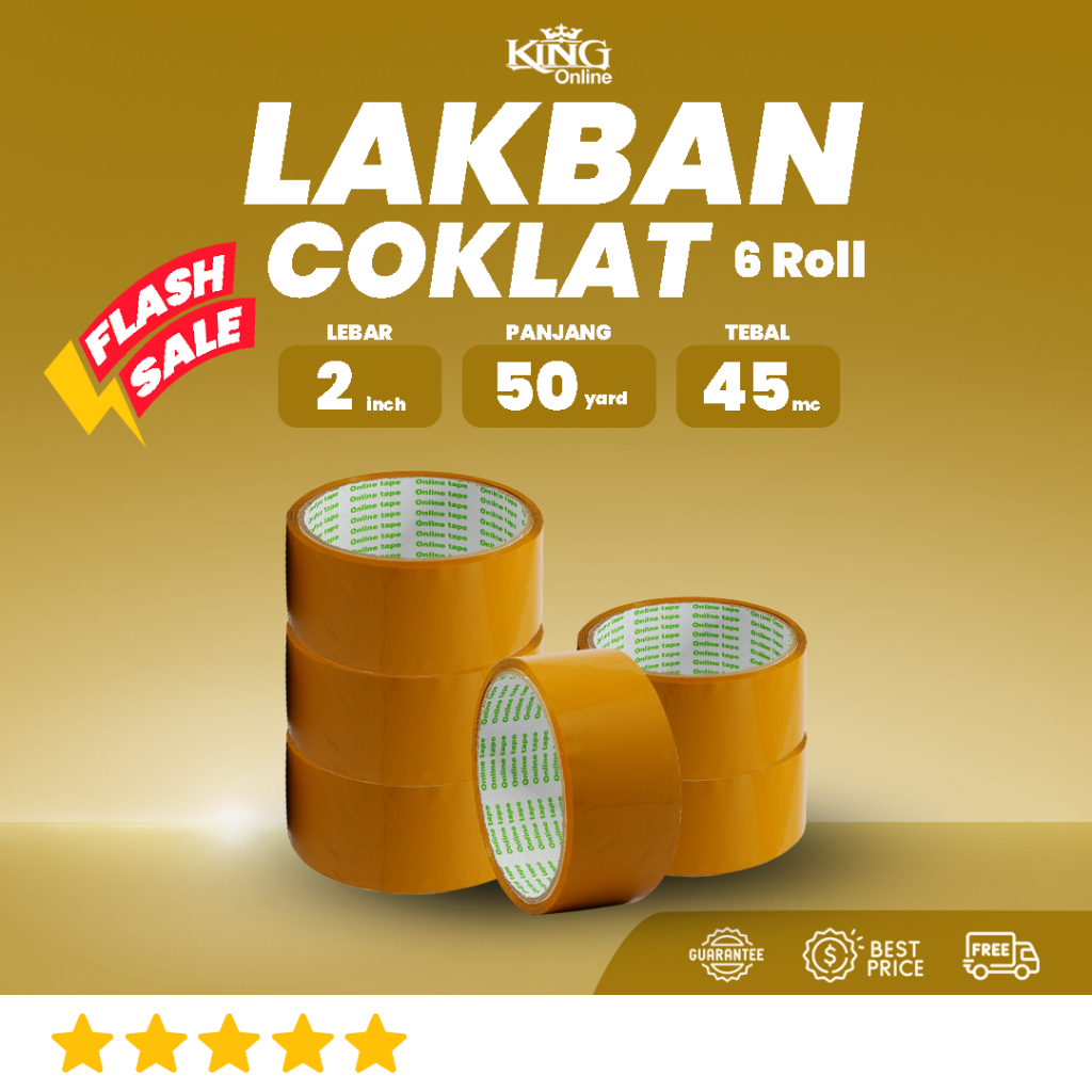

Isolasi Lakban Coklat FLASH SALE 50 Yard 2 Inch / Tebal Kuat / isolasi ONLINE TAPE OPP Termurah