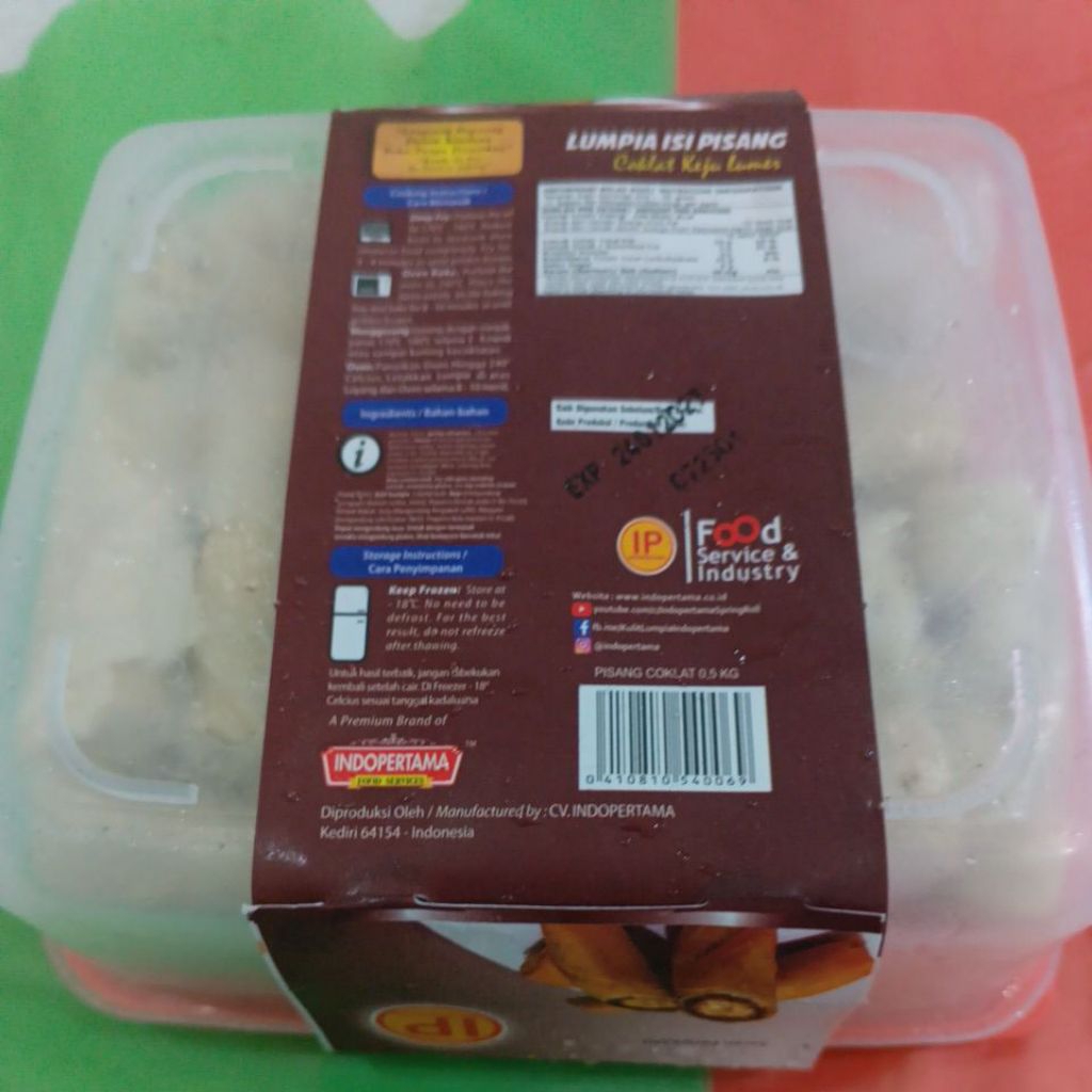 

IP Lumpia isi Pisang coklat keju lumer 500gram, 25 pcs,Dapat Gratis wadahnya plastik tebal kuat seperti digambar