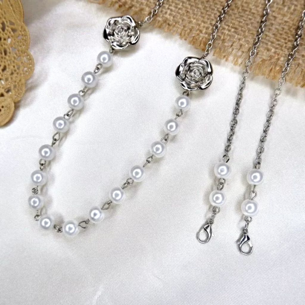 Strap masker 2in1 hijab konektor mawar | Kalung masker | strap masker  mawar 2in1 konektor