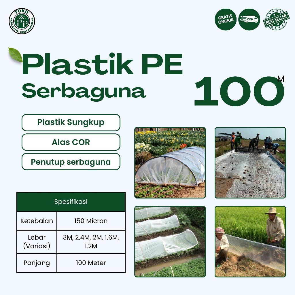 Plastik Sungkup PE Penutup Naungan Bibit Tanaman Lebar 3 meter / Plastik Cor / Plastik Serbaguna
