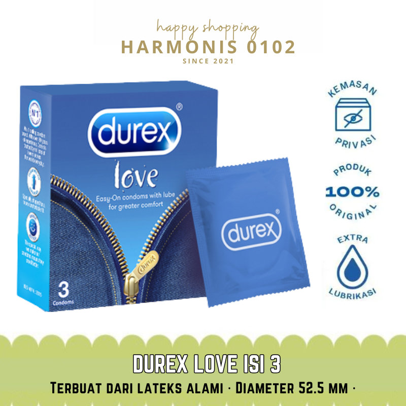 Kondom Durex Love Isi 3 Sachet Condom Dengan Extra Pelumas