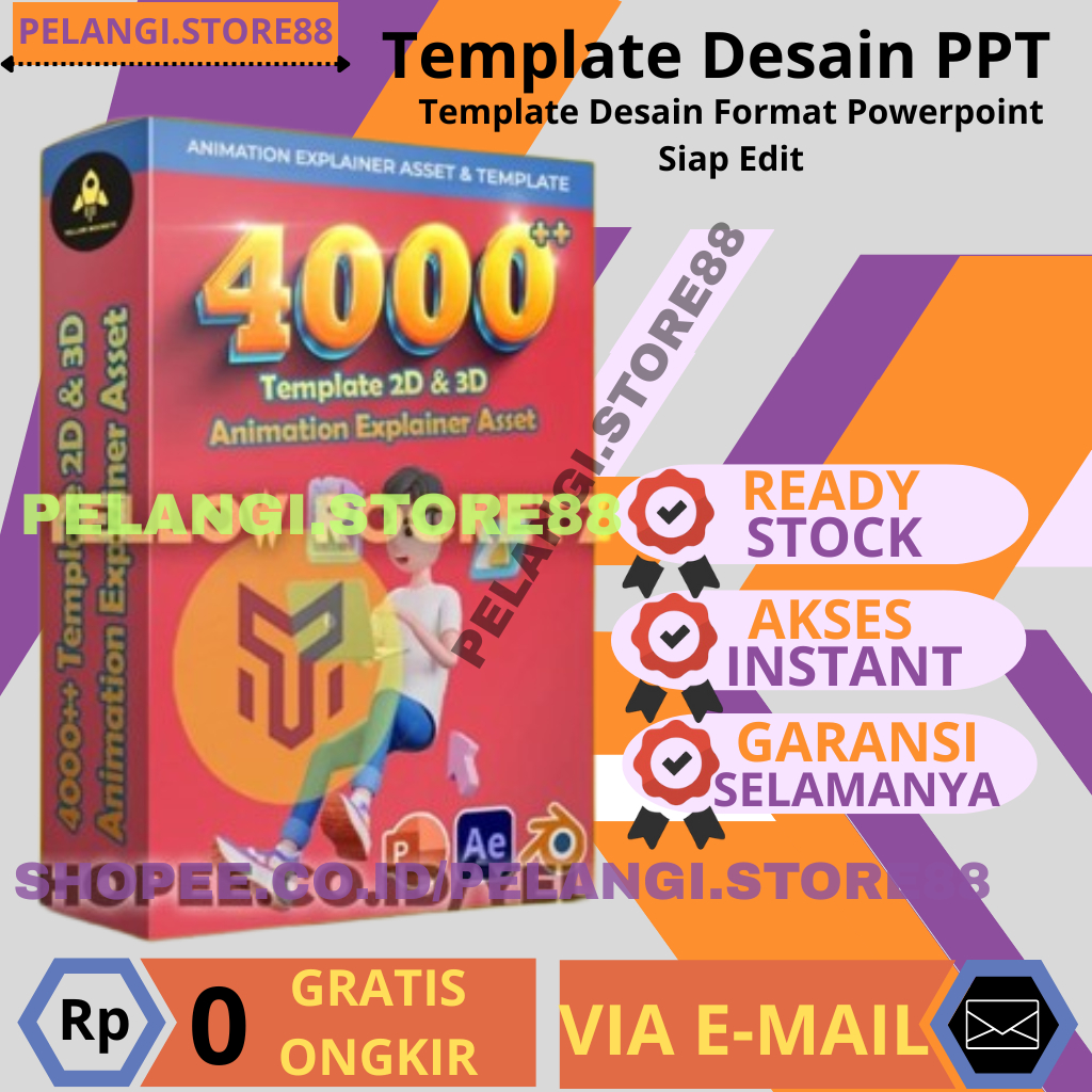 4000++ ANIMATION EXPLAINER 2D & 3D Template PowerPoint PPT Asset - Blender - AE - Tamplate Desain PP