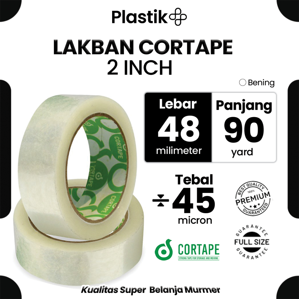 

Lakban Cortape Bening 2inch 48mm x 90yard Plakban / Selotip Harga Satuan Spek. Daimaru