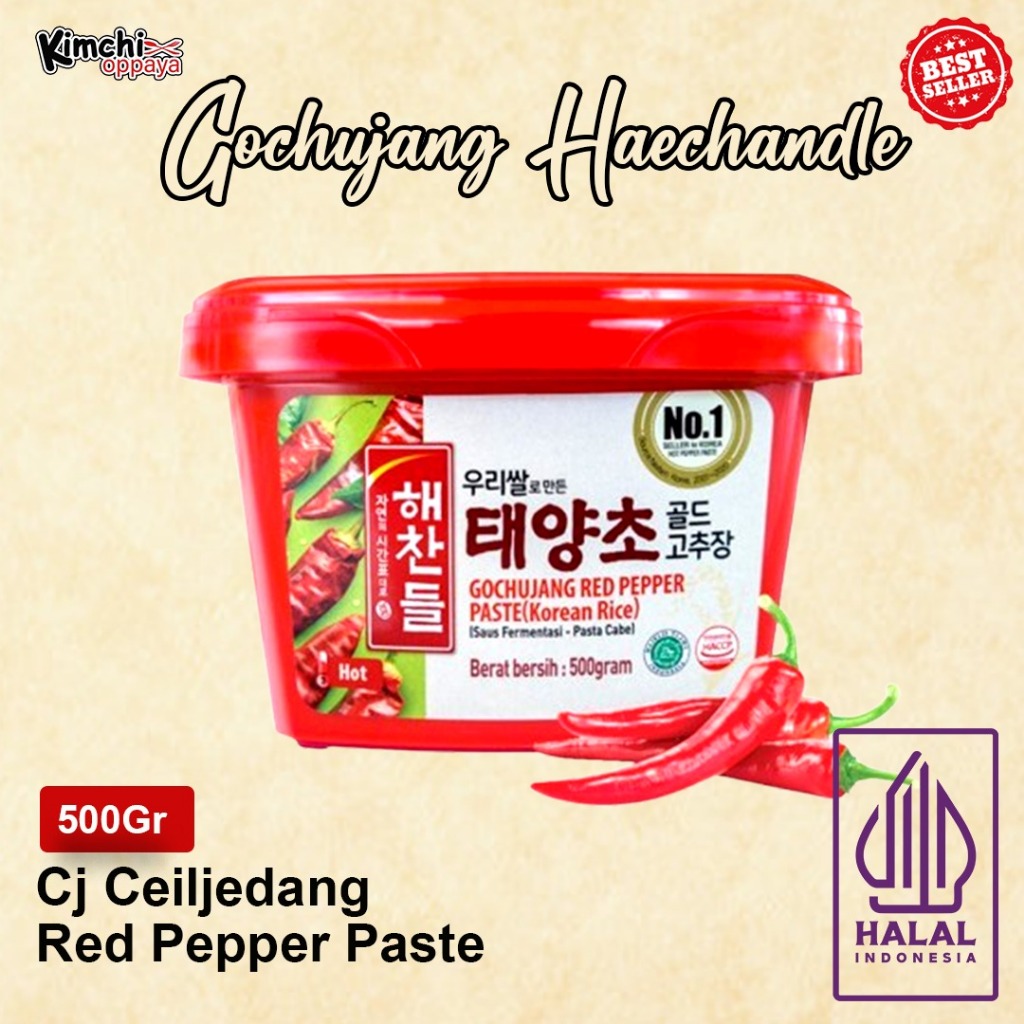 

Gochujang Haechandle Halal 500Gr Pasta Hot Pepper Paste Korea Halal