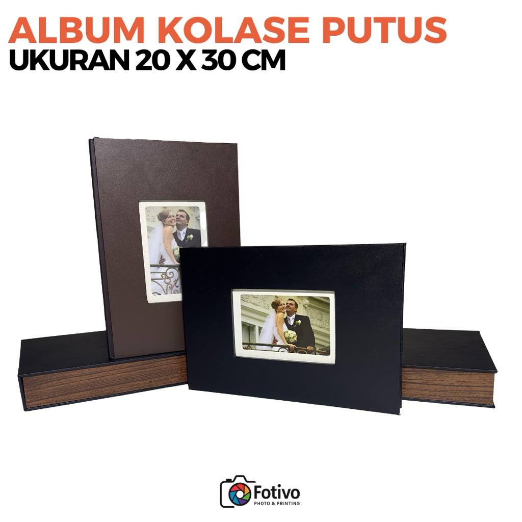 Album Foto Kolase 20x30 cm Model Putus + Box MDF Kayu – Full Laminasi & Cetak Foto