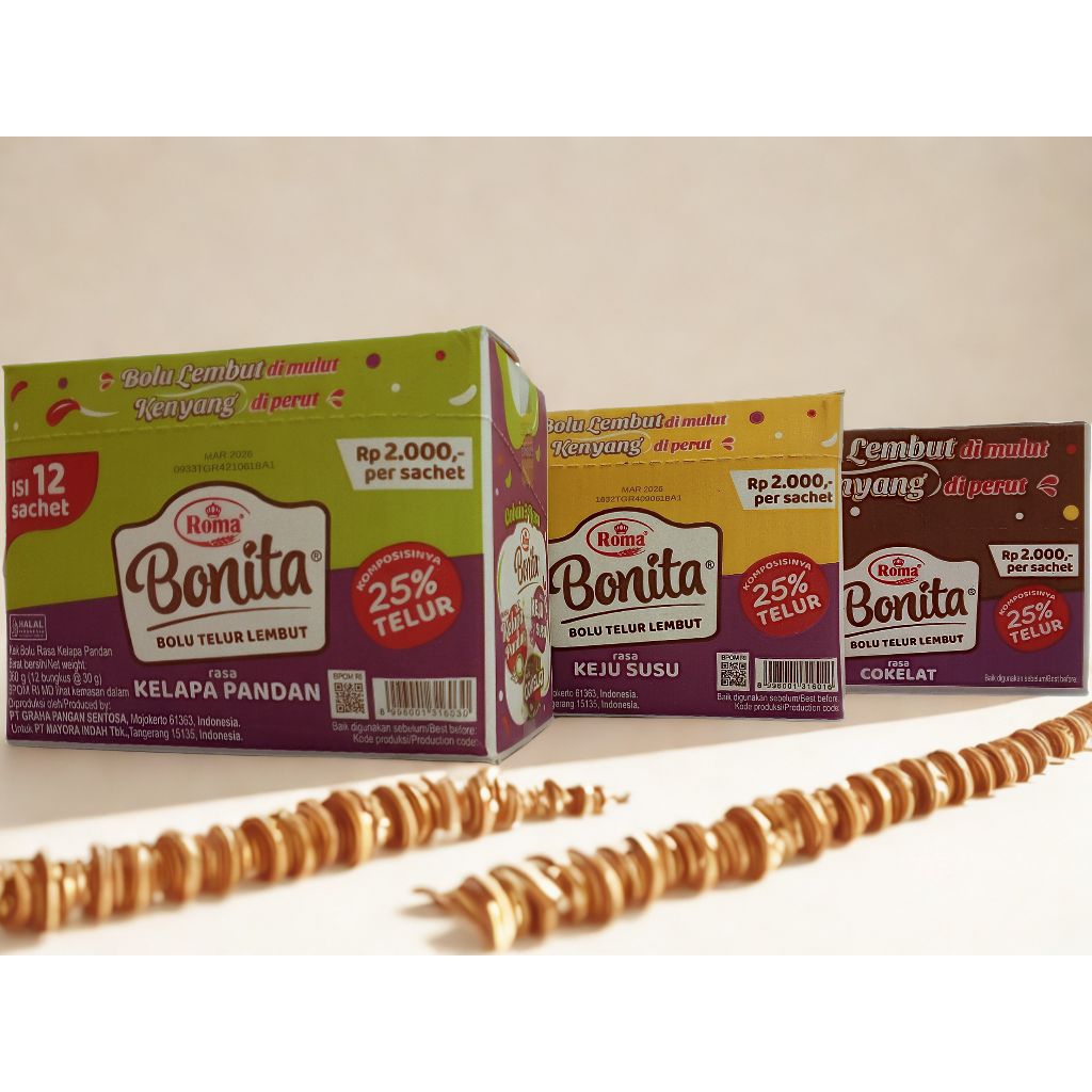 

Bonita Rasa Coco Pandan, Keju, dan Rasa Coklat