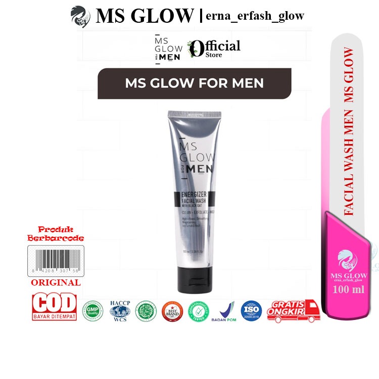 MS GLOW FACIAL WASH MEN SABUN WAJAH MS GLOW MEN BARCODE PRODUK AKTIF ORIGINAL