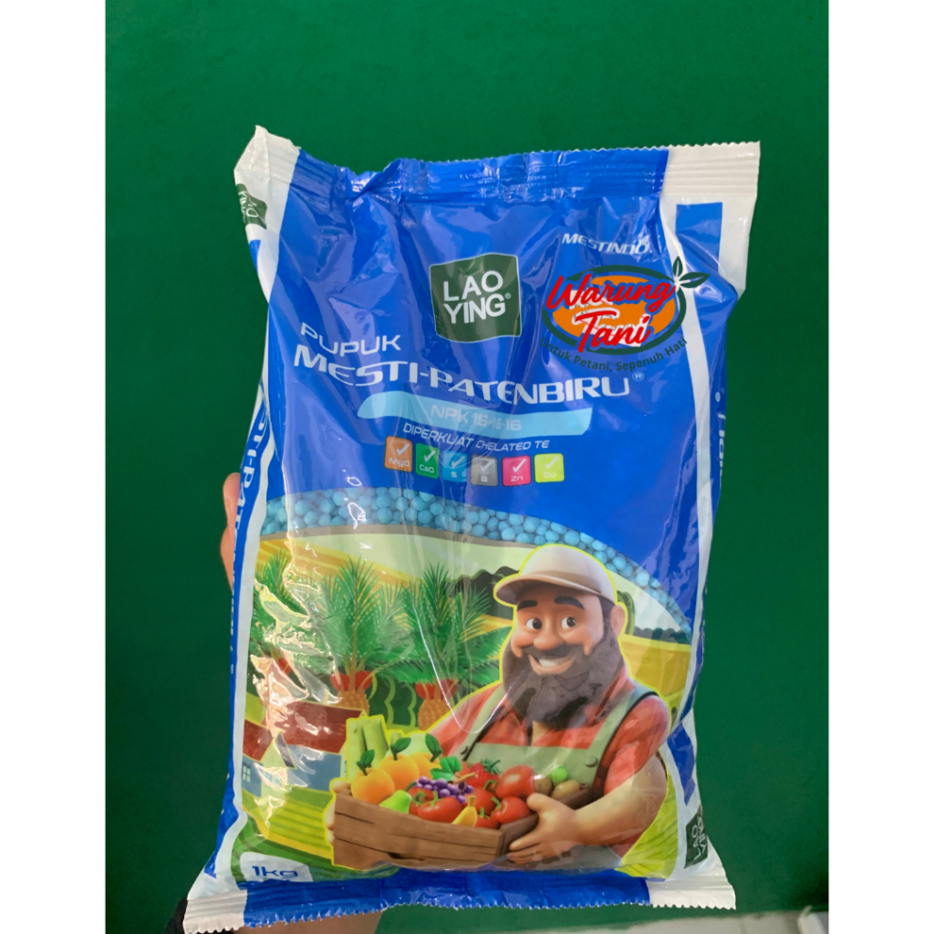 Pupuk Mesti Paten Biru LAOYING NPK 16-16-16 | Pupuk Granul Lengkap untuk Tanaman Buah, Sayur & Padi