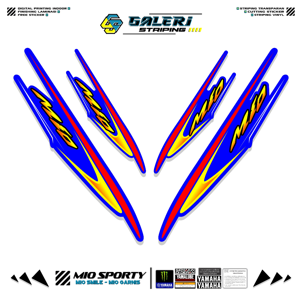STRIPING MIO SPORTY MOTIF 6 STIKER MOTOR MIO SMILE GARNIS SPORTY STICKER YAMAHA MIO VARIASI SIMPLE
