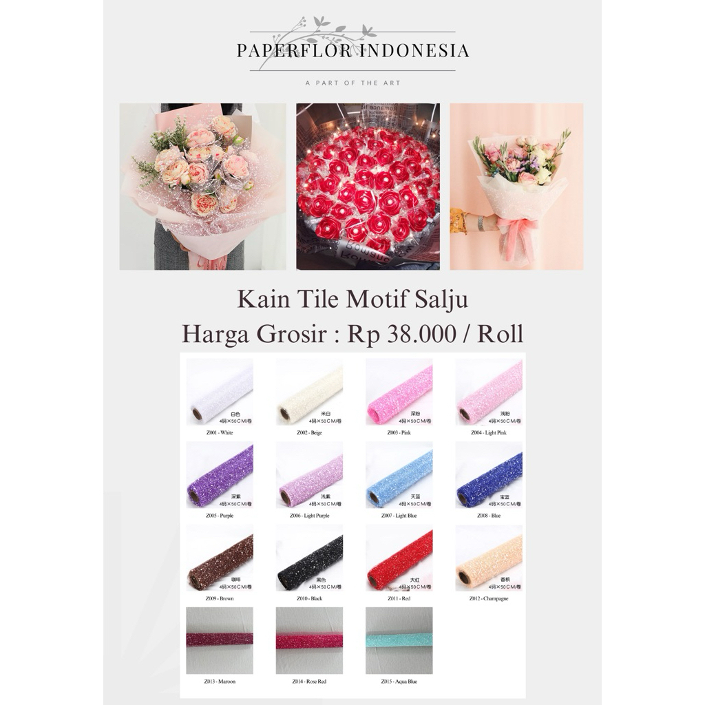 

(1 ROLL) KAIN TILE JARING MOTIF SALJU SNOW KOREAN MESH WRAPPING BUKET BUNGA - PAPERFLOR INDONESIA