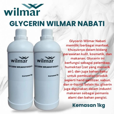 

GLYCERINE GLISERIN NABATI WILMAR USP GRADE 1 Kg / BAHAN CAIR KENTAL PENGAWET SUGAR PEMANIS BAHAN BAKU KOSMETIK COSMETIC