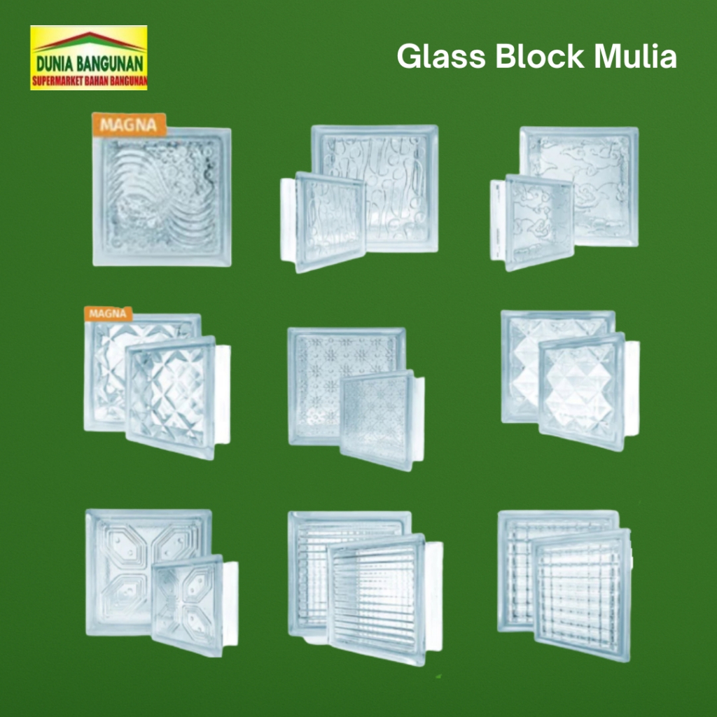 Glass Block Mulia Magna 9.5 CM Glass Blok Dinding Mulia / Glassblok Kaca Rumah