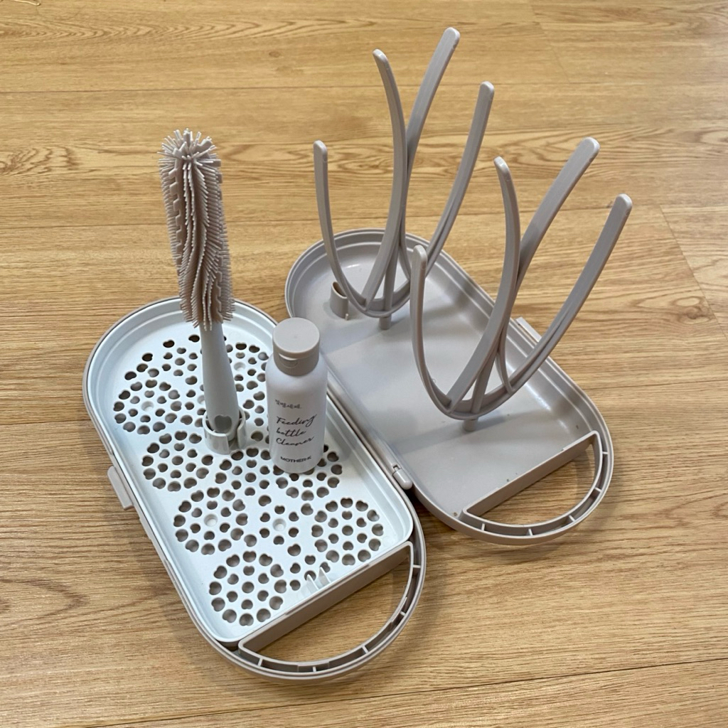 PRELOVED Mother K Travel Baby Bottle Drying Rack Set | Alat Brush Cuci Botol Susu Formula Anak Bayi 