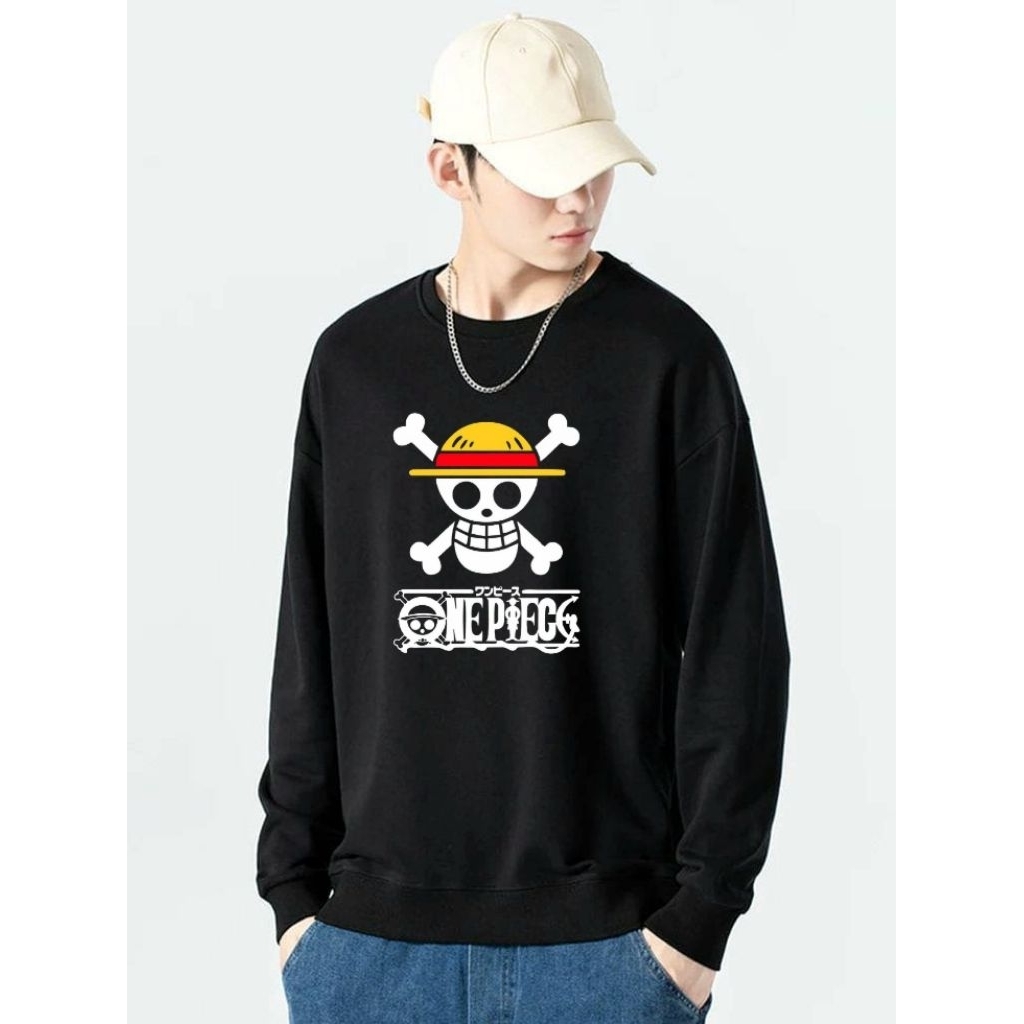 baju on€piece tengkorak pria terbaru lengan panjang/baju pria kaos/kaos pria korea/baju pria trendy