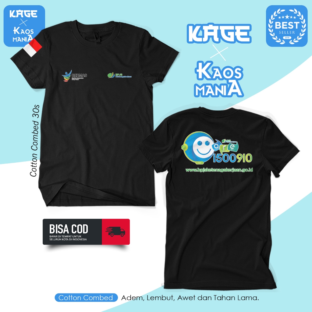 Baju Kaos BPJS KETENAGAKERJAAN Jaminan Sosial Karyawan /Kaos Cotton Combed 30s KAOS KAGE