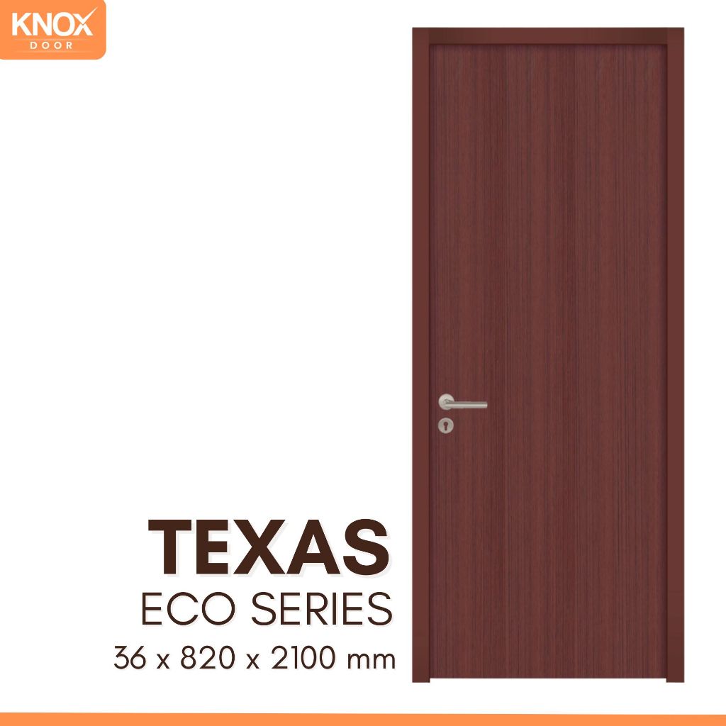 PINTU INTERIOR KNOX DOOR ECO SERIES TEXAS 36x820x2100mm l KUSEN ALUMUNIUM BROWN & WHITE l ACCESORIS 