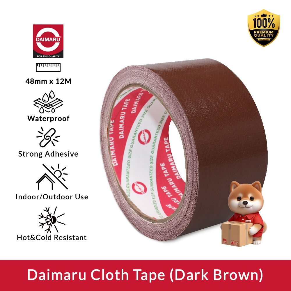 

Daimaru Cloth Tape Dark Brown 48mm x 12M Kualitas Export Tahan Air Lem Kuat Penggunaan Indoor Outdoor Tahan Panas & Dingin