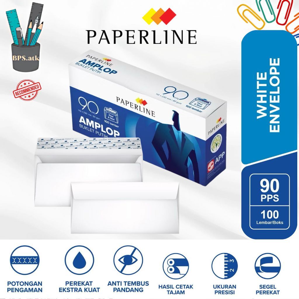 

(1 pak) Paperline Amplop Putih Besar 90 PPS Polos (100 Lembar)