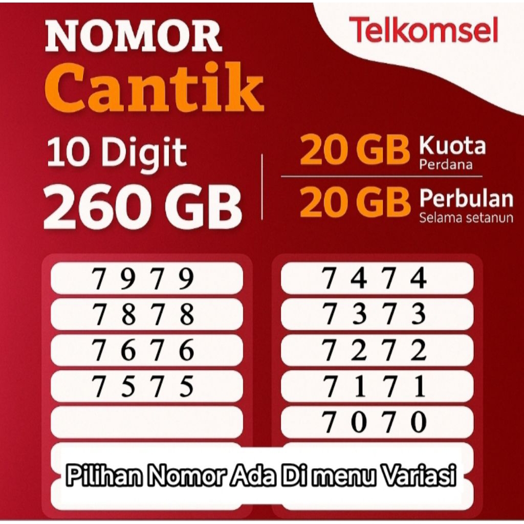 NOMOR CANTIK TELKOMSEL 10 DIGIT PRABAYAR GRATIS KUOTA SELAMA 1 TAHUN