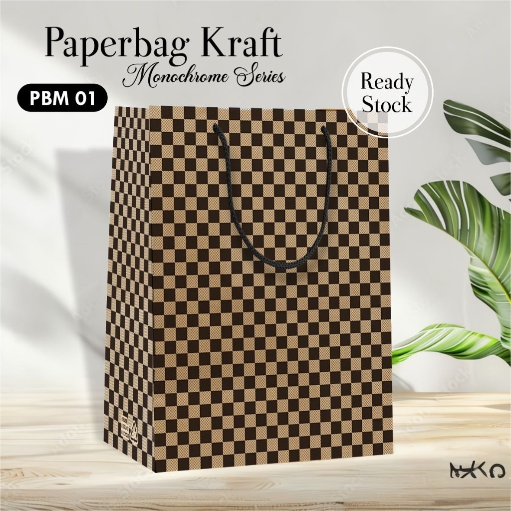 

[12 PCS] PAPERBAG MOTIF LV PREMIUM COKLAT SIZE 20X25X10 CM PBM 01