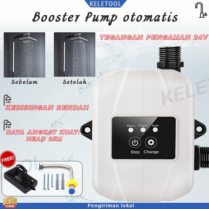250W Pompa Pendorong Air Otomatis 24V Mesin Pendorong Air Shower 35L/min Booster Water Heater Pompa 