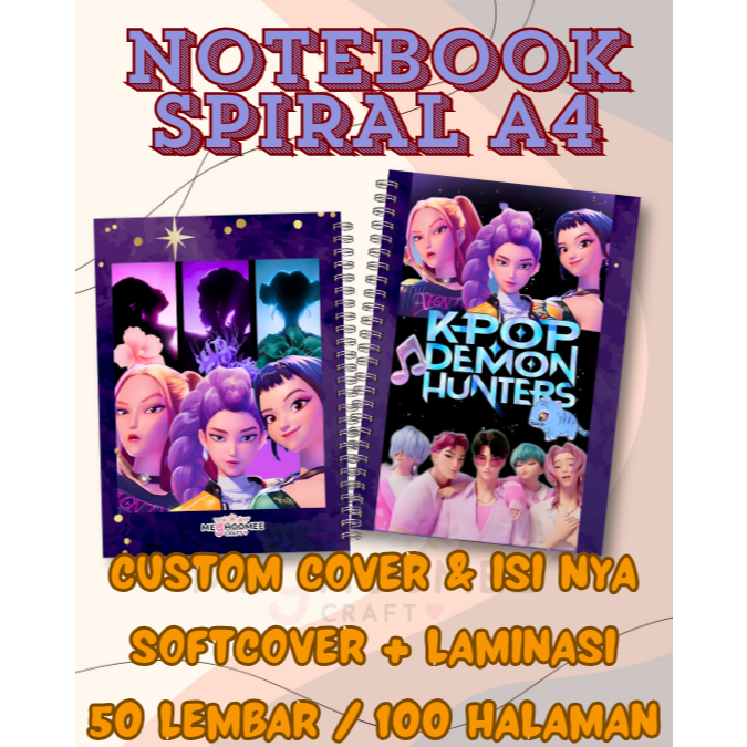

CUSTOM NOTEBOOK A4 SPIRAL 50LBR/100HAL BUKU CATATAN