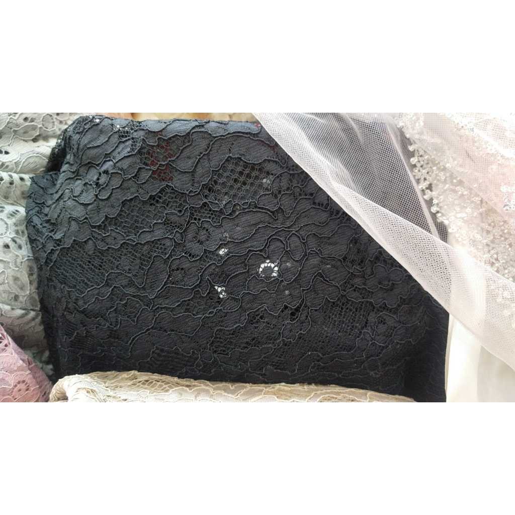 Kain Brokat Jepang Premium Hitam Kebaya Halus Adem