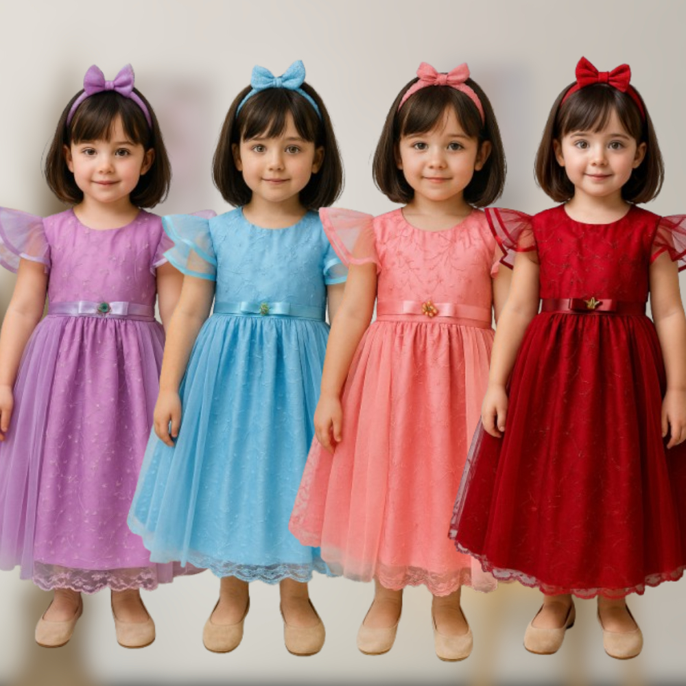 DRESS BROKAT KEKINIAN ANAK PEREMPUAN USIA 3-8 TAHUN / BAJU DRESS ULANG TAHUN ANAK PEREMPUAN / DRESS 