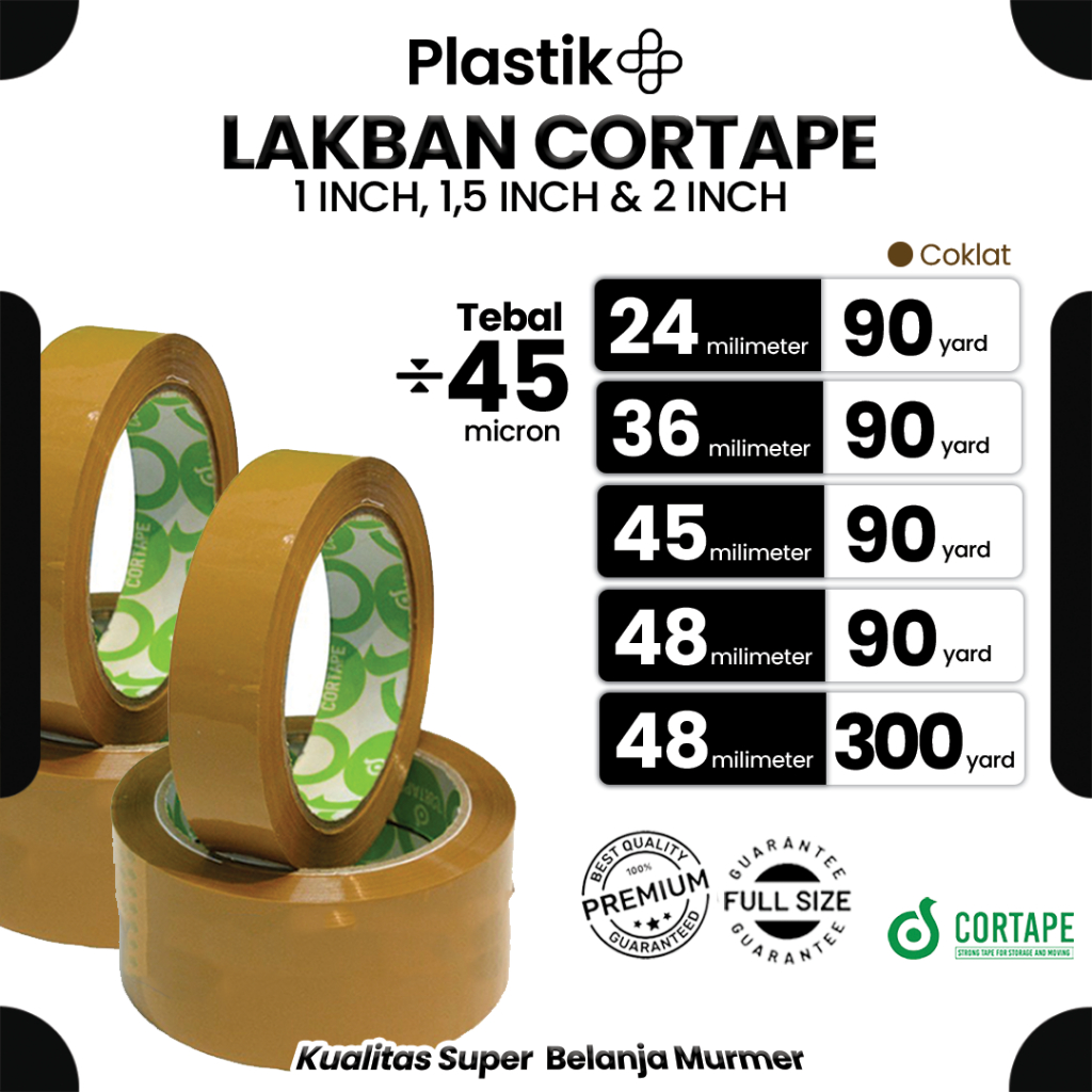 

Lakban Cortape Coklat 1inch / 2inch x 45mm 48mm x 90yard 300yard Ekonomis Spek. Daimaru