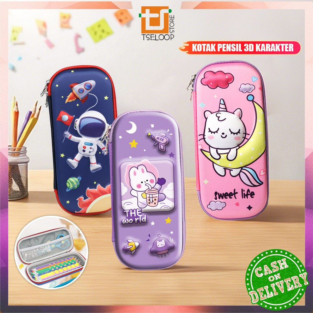 

OFM-A39 Kotak Pensil 3D Karakter Timbul Tempat Pensil Anak Sekolah TK / Tempat Penyimpanan Alat Tulis Anti Air Import