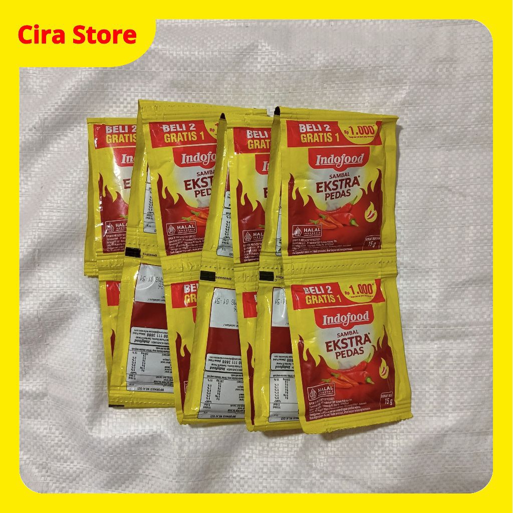 

Sambal Ekstra Pedas Indofood Saset 15×15g 1 Renteng Saos Cabe